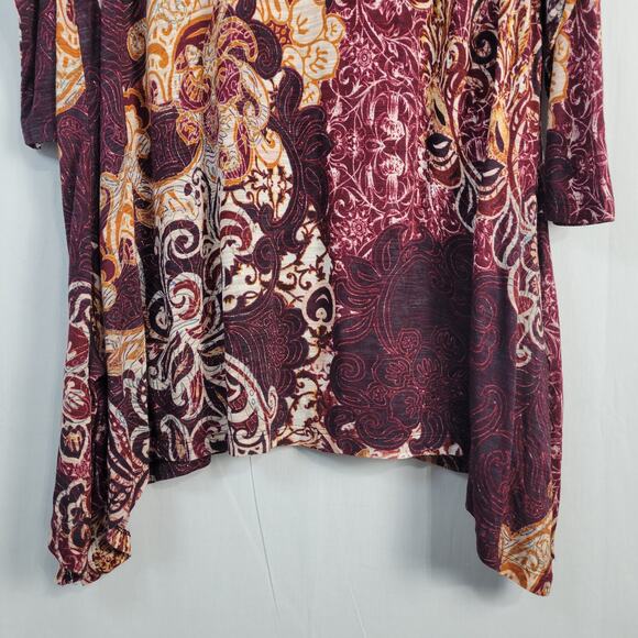 Spense mixed print 3/4 sleeve asymmetrical hem longline tunic top size 3X boho - Picture 4 of 7